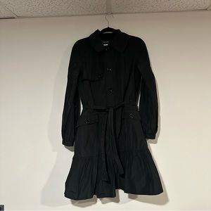 Patrizia Pepe ruffle bottom short black trench coat size 44 EUC